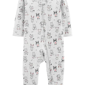 Enterito CARTERS Animal Print Zip-Up Thermal Sleep & Play