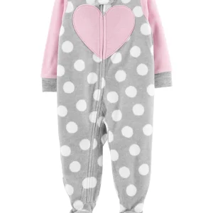 Pijama CARTERS 1-Piece Heart Fleece Footie PJs