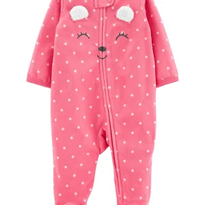 Enterito CARTERS Polka Dot Bear Zip-Up Fleece Sleep & Play - Micropolar