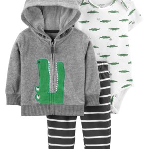 Conjunto CARTERS 3-Piece Alligator Little Jacket Set - micropolar + algodon