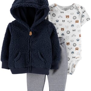 Conjunto CARTERS 3-Piece Sherpa Little Jacket Set