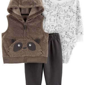 Conjunto CARTERS 3-Piece Raccoon Little Vest Set