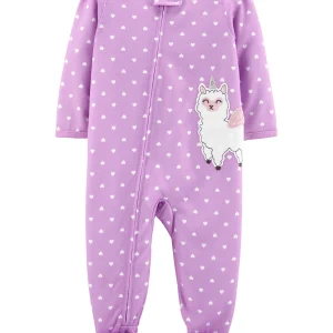 Pijama CARTERS 1-Piece Llama Unicorn Poly Footie PJs Micropolar