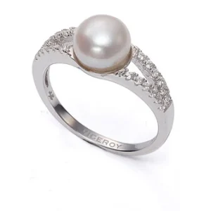 Anillo Plata Circonita  Y Perla Natural Sra Je
