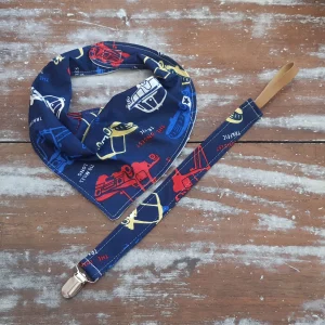 Set Babero Bandana ( algodón doble  ) y porta-chupetes
