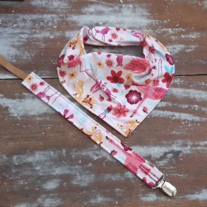 Set Babero Bandana ( algodón doble )y porta-chupetes