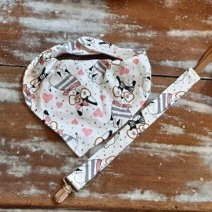 Set Babero Bandana ( doble  algodón ) y porta-chupetes