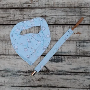 Set Babero Bandana  ( algodón + towel ) y porta-chupetes