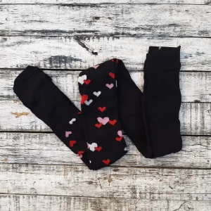 Medias panty algodón con lycra -  Heart pink & red