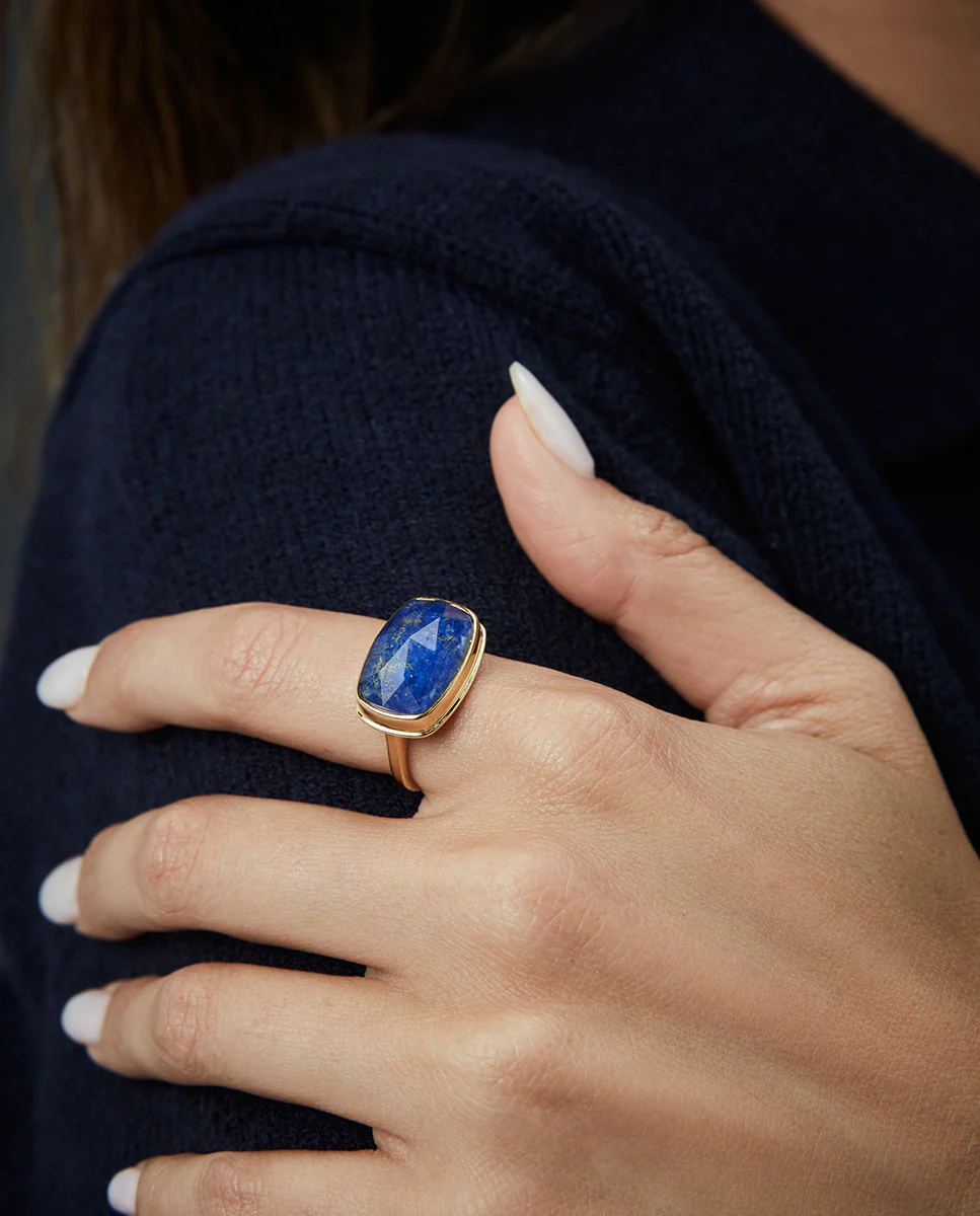 Anillo Plata De Ley Baño Oro Piedra Sra Jwls - Imagen 4