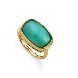 Anillo Plata De Ley Baño Oro Piedra Sra Jwls