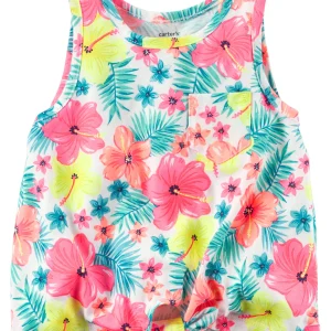 Musculosa CARTERS Front-Tie Neon Floral Tank