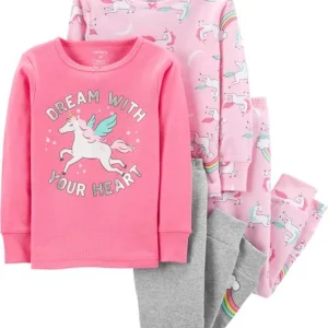 Pack de Pijamas CARTERS 4-Piece Unicorn Snug Fit Cotton PJs