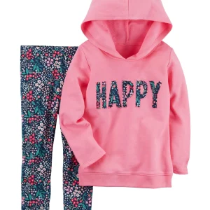 Conjunto CARTERS 2-Piece French Terry Hoodie & Floral Legging Set