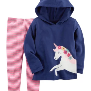 Conjunto CARTERS 2-Piece French Terry Hoodie & Striped Legging Set