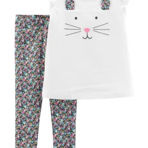 Conjunto CARTERS 2-Piece Bunny Top & Floral Legging Set