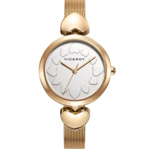 Reloj Acero Ip Dorado Brazalete Sra Va