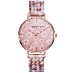 Reloj Acero Ip Rosa Brazalete Sra Va