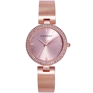 Reloj Acero Ip Rosa Brazalete Sra Va