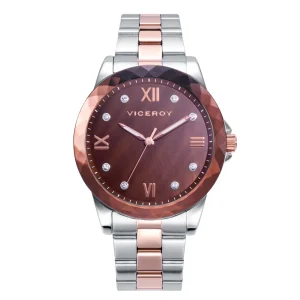 Reloj Acero Ip Rosa Brazalete Sra Va