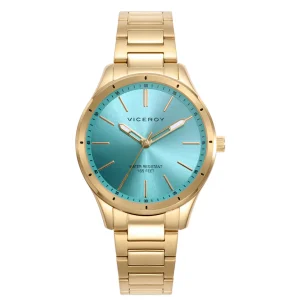 Reloj Acero Ip Dorado Brazalete Sra Va