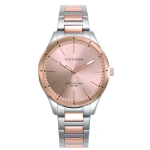 Reloj Acero Ip Rosa Brazalete Sra Va