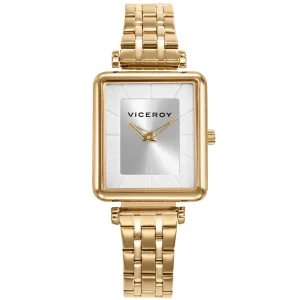 Reloj Acero Ip Dorado Brazalete Sra Va