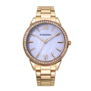 Reloj Acero Ip Dorado Brazalete Sra Va