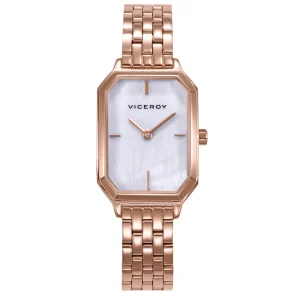 Reloj Acero Ip Rosa Brazalete Sra Va
