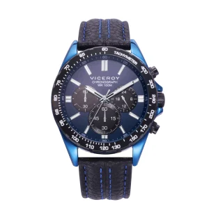 Crono Acero Ip Azul Y Negro Correa Sr Va