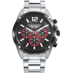 Crono Acero Ip Negro Brazalete Sr Va