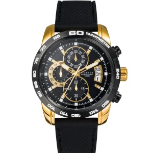 Crono Acero Ip Dorado Y Negro Correa Sr Va