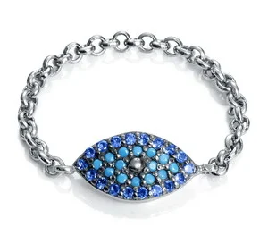 Anillo Plata De Ley Y Cristales Ojo Turco Sra Jewe