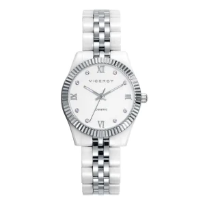 Reloj Acero Y Cerámica Brazalete Sra Va