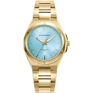 Reloj Acero Ip Dorado Brazalete Sra Va