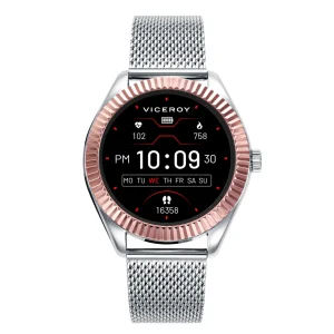 Reloj Smart Acero Ip Rosa Brazalete Sr Va