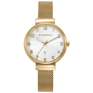 Reloj Acero Ip Dorado Brazalete Sra Va