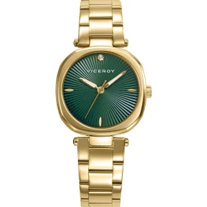 Reloj Acero Ip Dorado Brazalete Sra Va