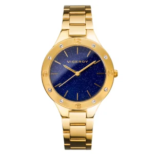 Reloj Acero Ip Dorado Brazalete Sra Va