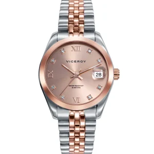 Reloj Acero Ip Rosa Brazalete Sra Va