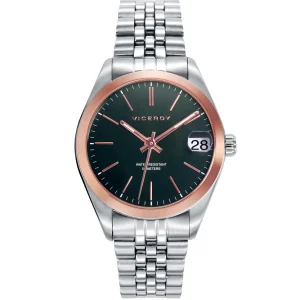 Reloj Acero Ip Rosa Brazalete Sra Va