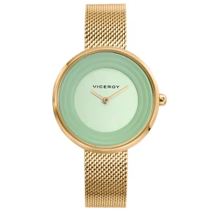 Reloj Acero Ip Dorado Brazalete Sra Va