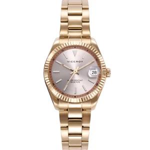 Reloj Acero Ip Dorado Brazalete Sra Va