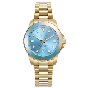 Reloj Acero Ip Dorado Brazalete Sra Va