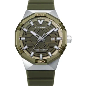 Reloj Acero Ip Verde Correa Sr Va