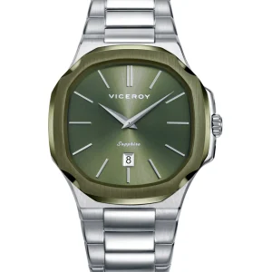 Reloj Acero Ip Verde Zafiro Brazalete Sr Va