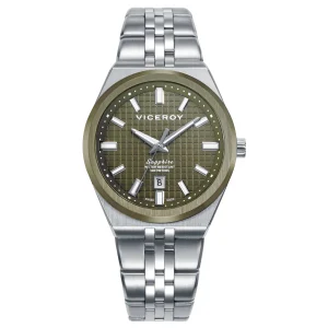 Reloj Acero Ip Verde Brazalete Zafiro Swiss Made