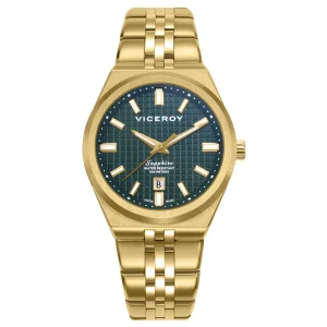 Reloj Acero Ip Dorado Brazalete Zafiro Swiss Made