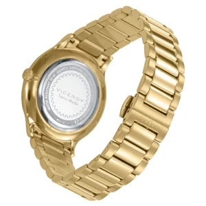 Reloj Acero Ip Dorado Brazalete Zafiro Swiss Made
