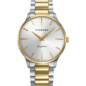 Reloj Acero Ip Dorado Brazalete Zafiro Swiss Made